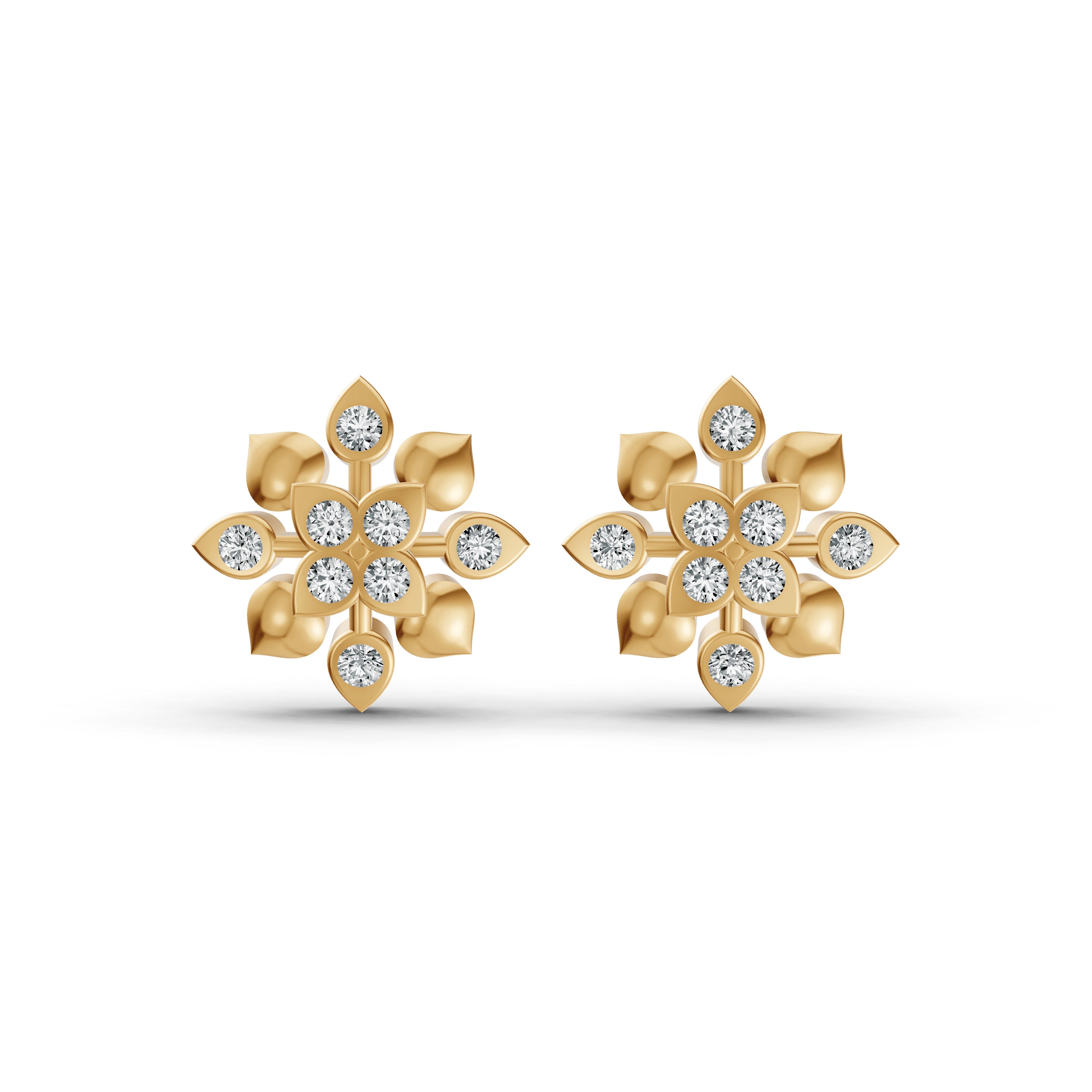 Radiant Bloom Diamond Stud Earrings