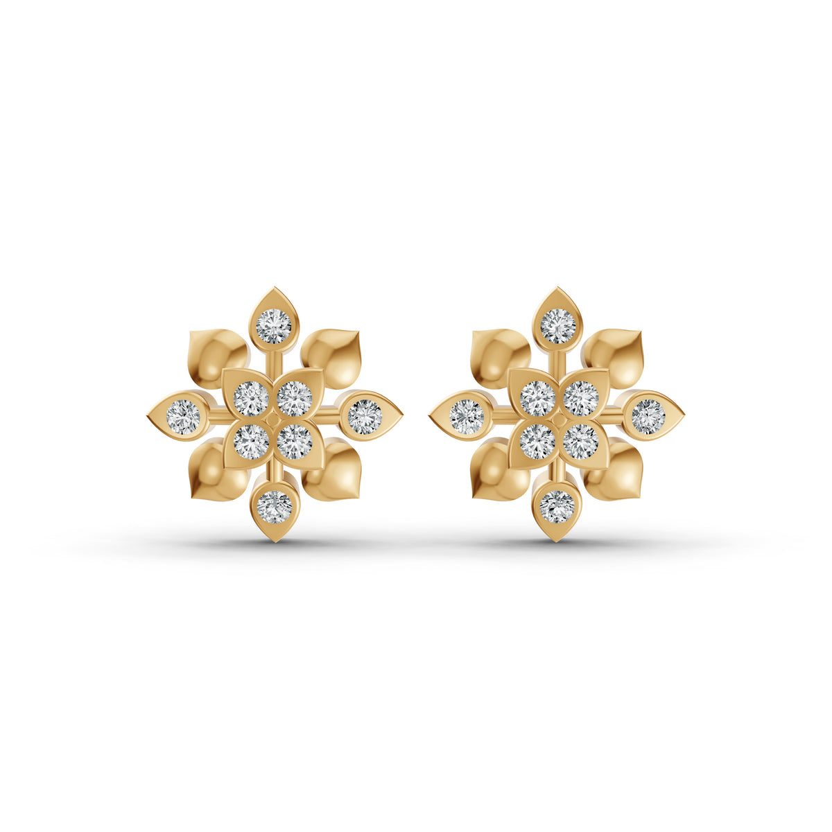 Radiant Bloom Diamond Stud Earrings