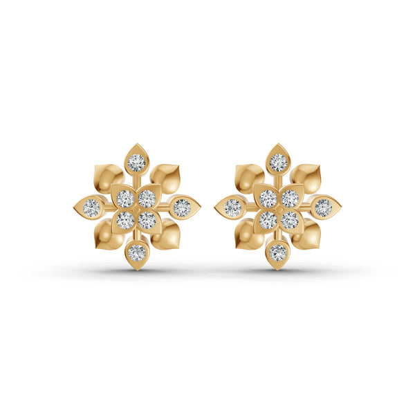Radiant Bloom Diamond Stud Earrings