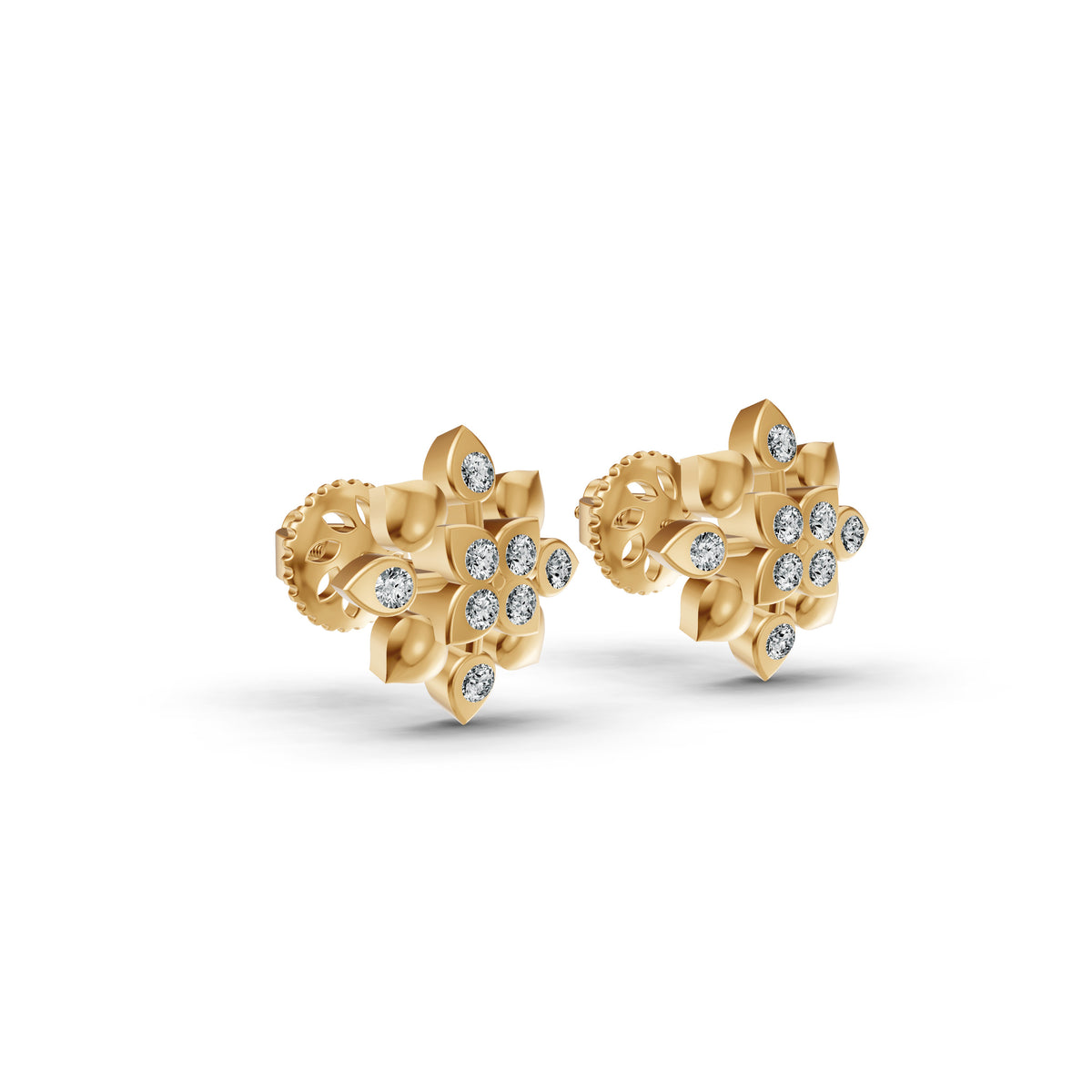 Radiant Bloom Diamond Stud Earrings