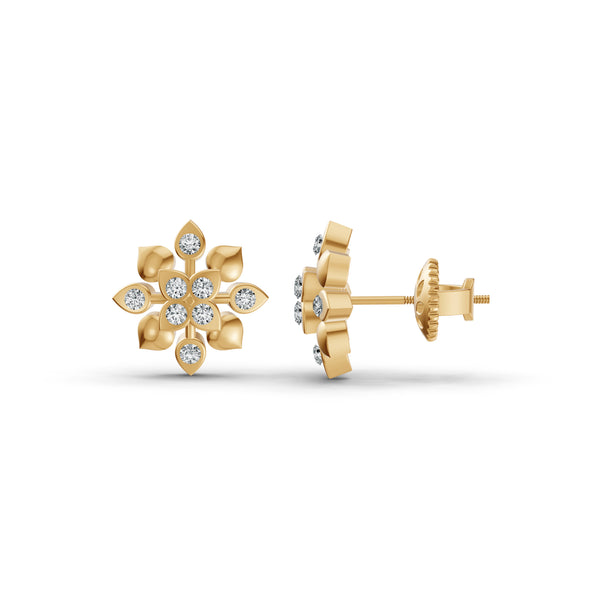 Radiant Bloom Diamond Stud Earrings