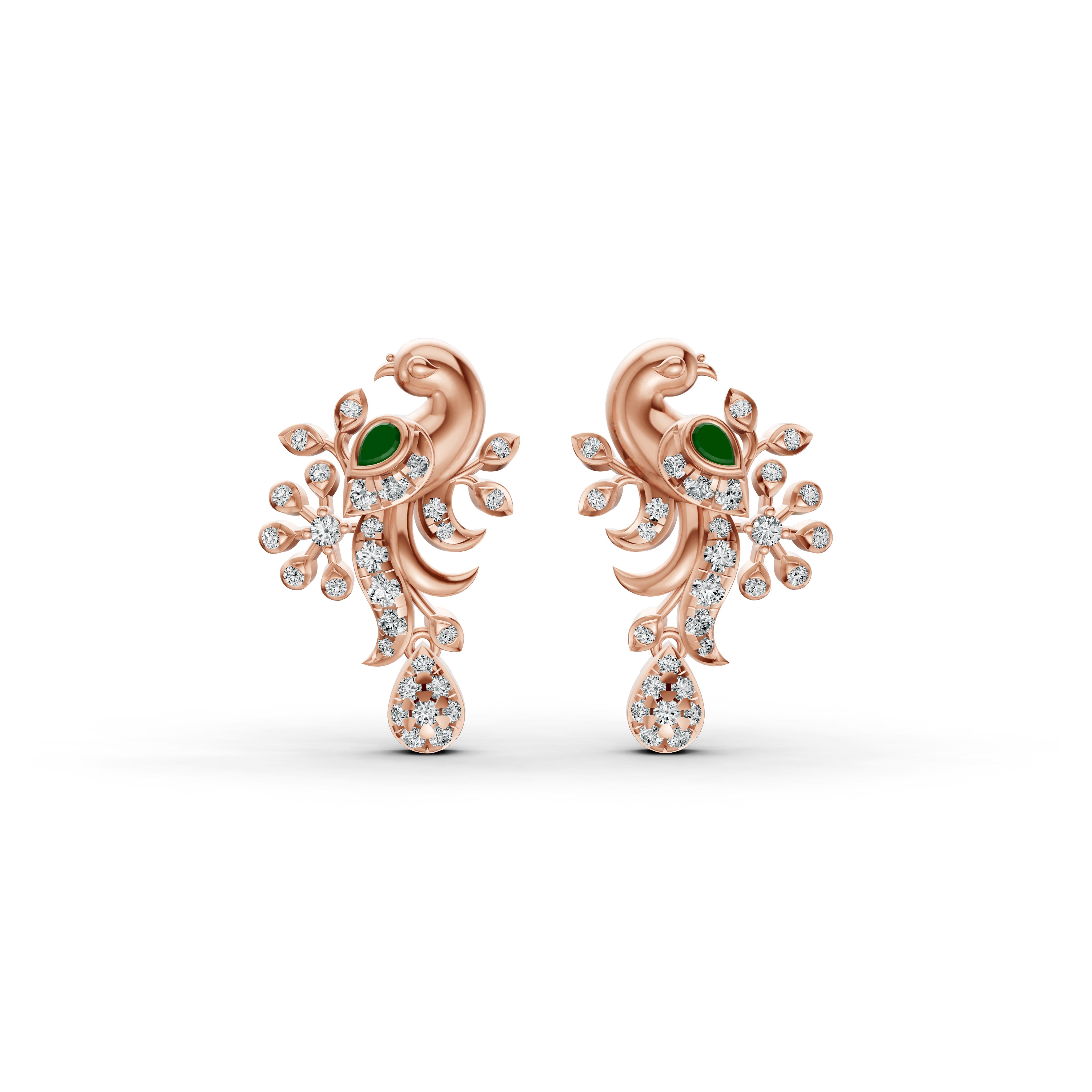 Regal Peacock Diamond Earrings
