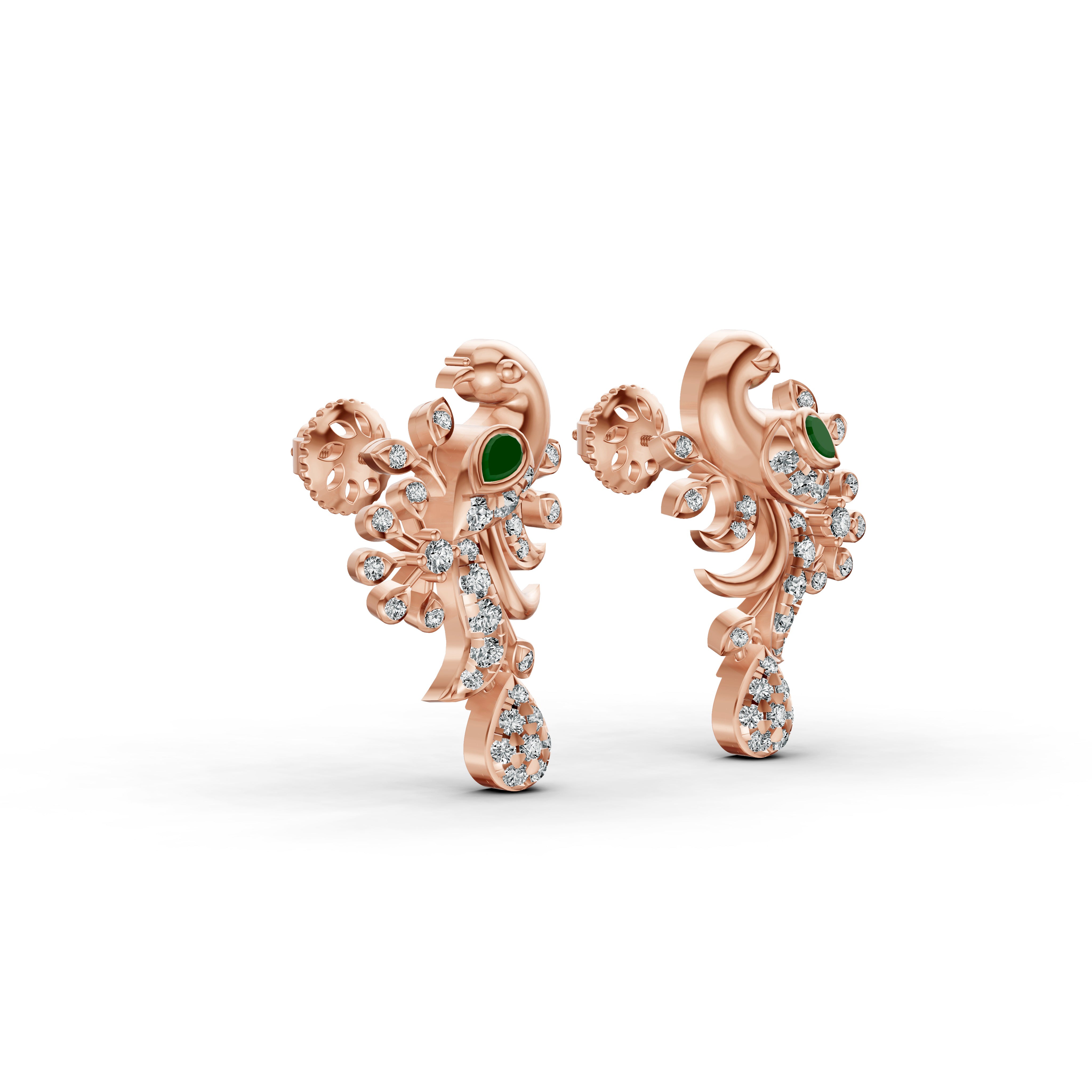 Regal Peacock Diamond Earrings