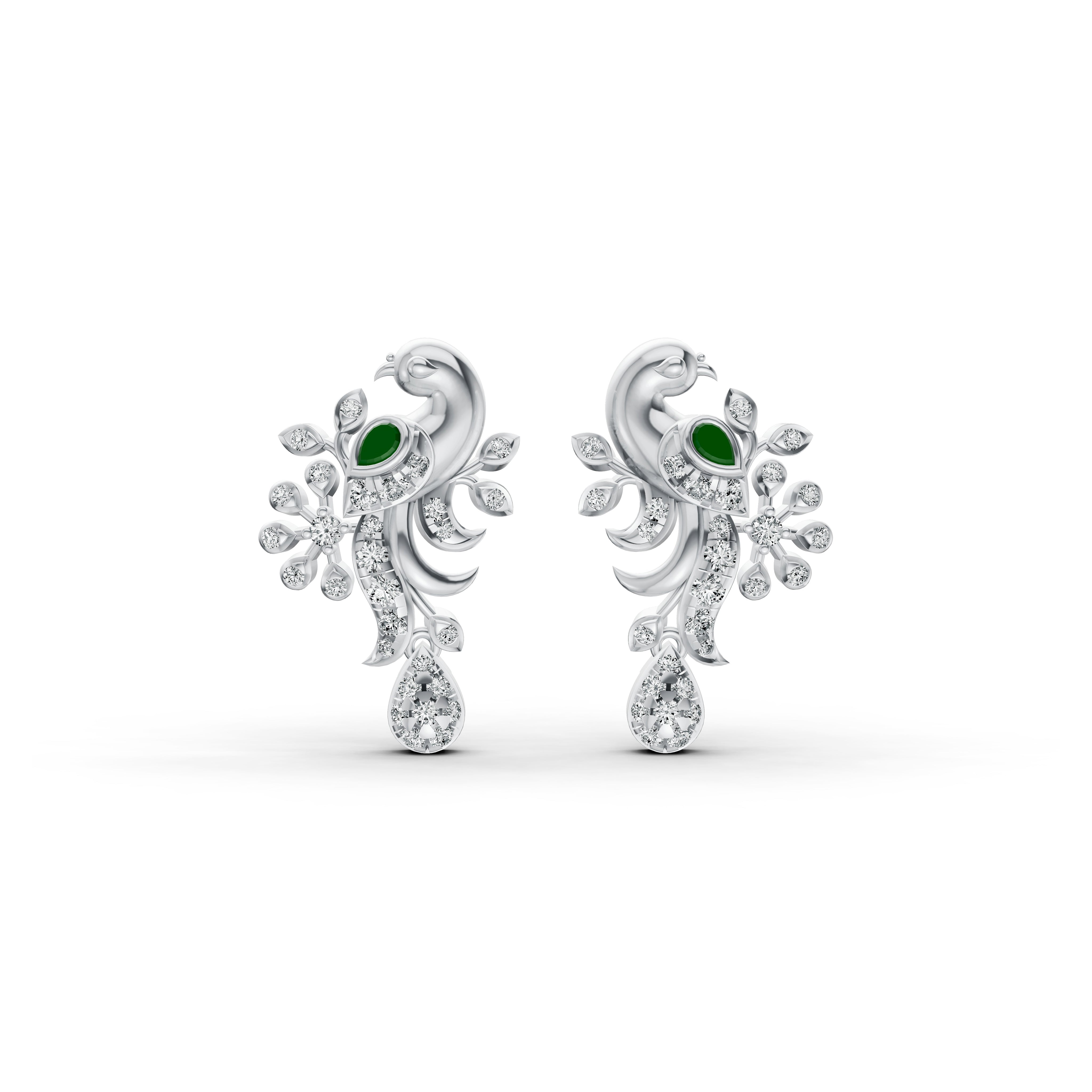 Regal Peacock Diamond Earrings