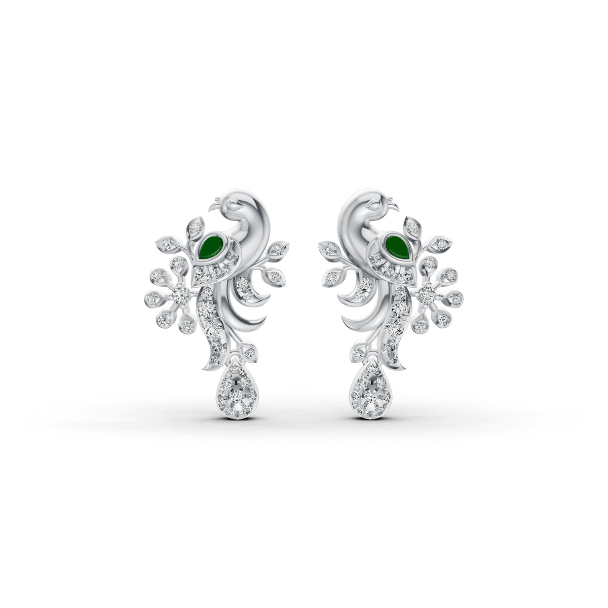 Regal Peacock Diamond Earrings