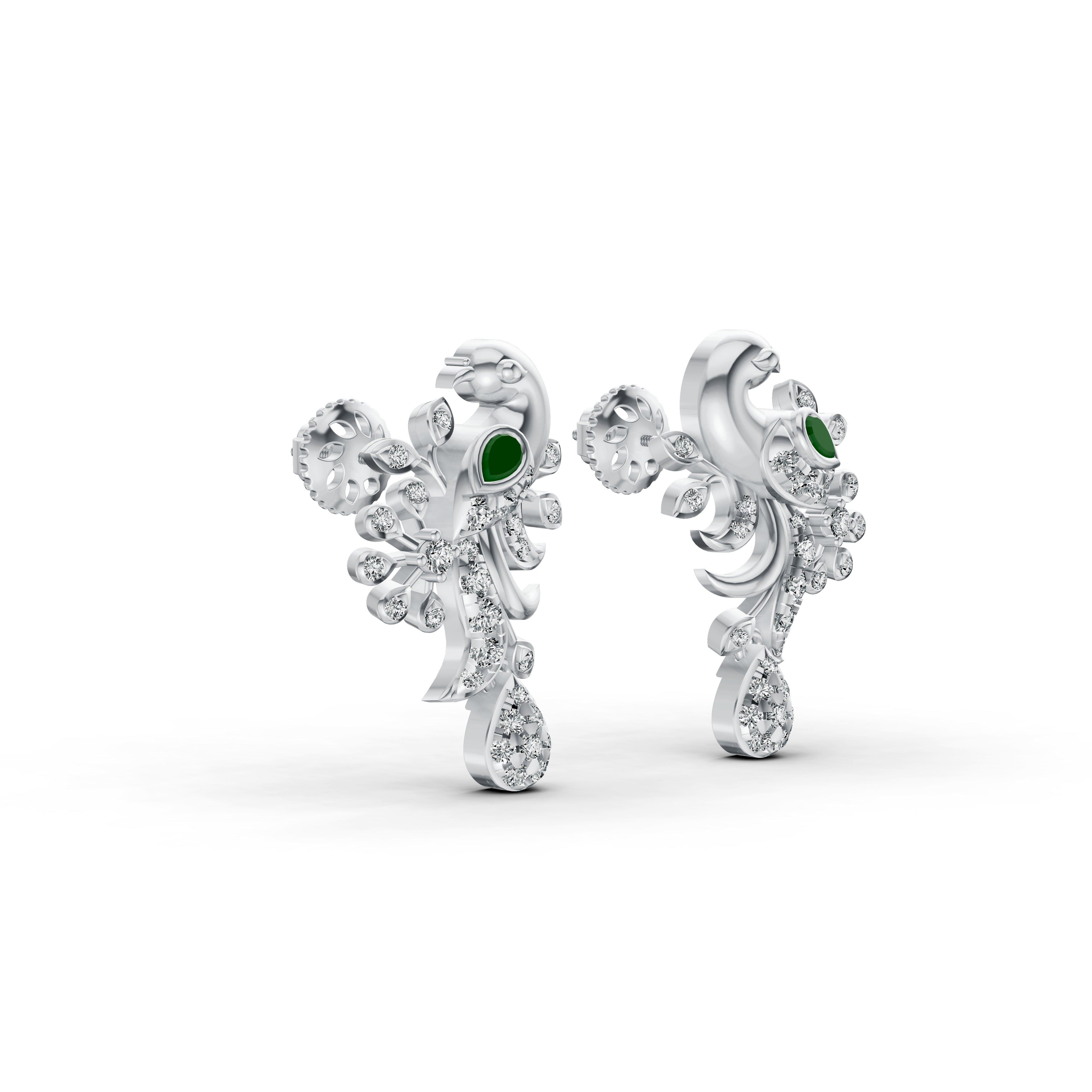 Regal Peacock Diamond Earrings