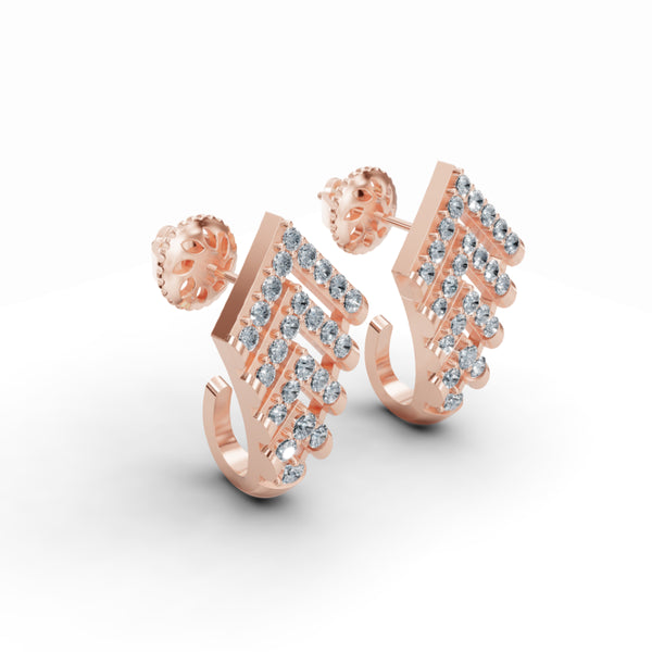 Upward Arrows J Diamond Stud Earrings