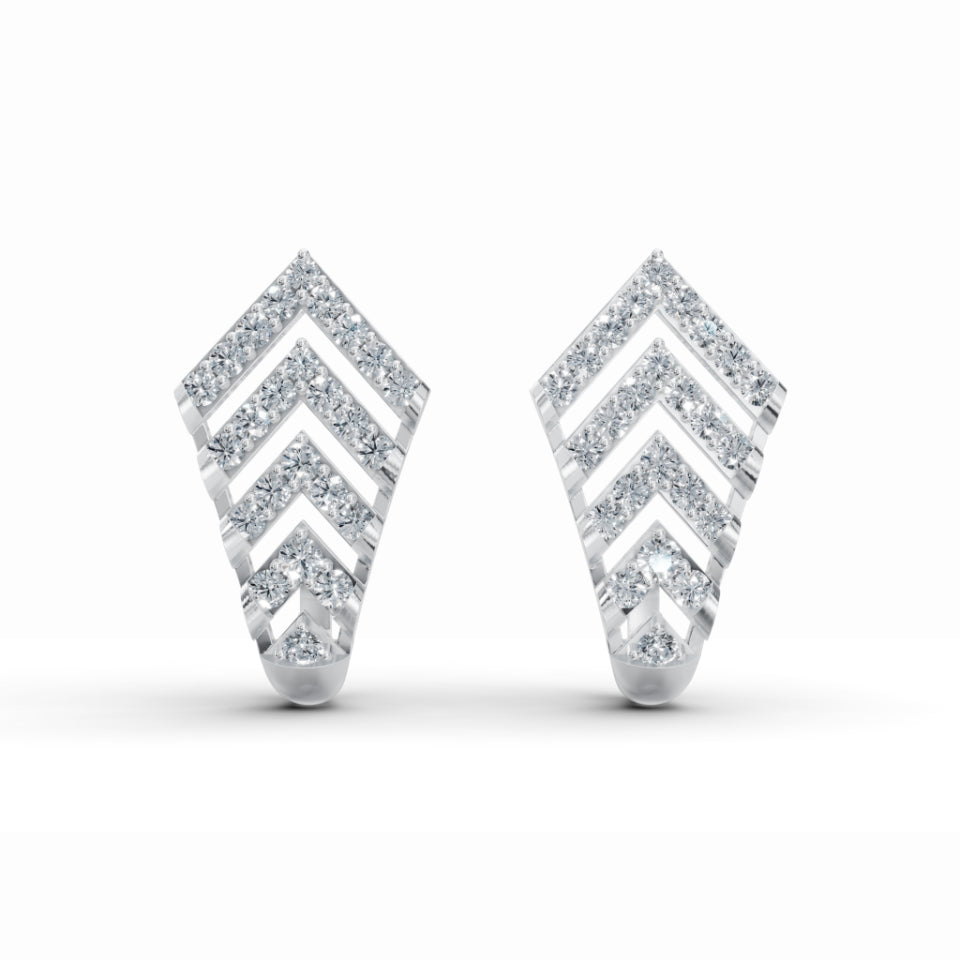 Upward Arrows J Diamond Stud Earrings
