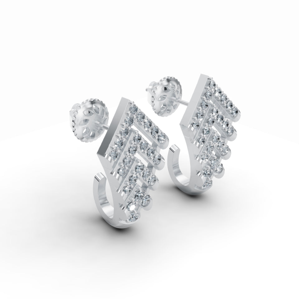 Upward Arrows J Diamond Stud Earrings