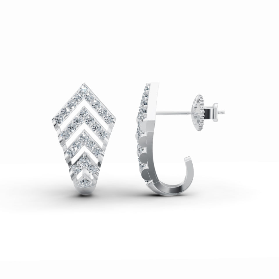 Upward Arrows J Diamond Stud Earrings
