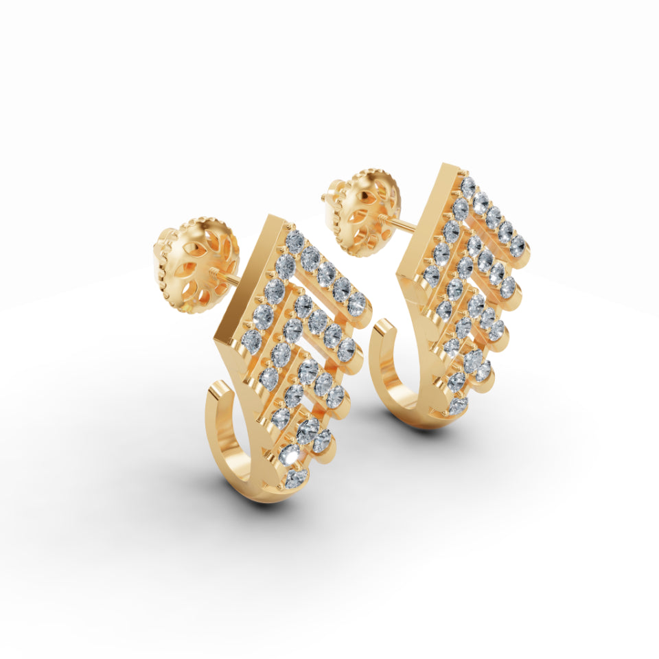 Upward Arrows J Diamond Stud Earrings