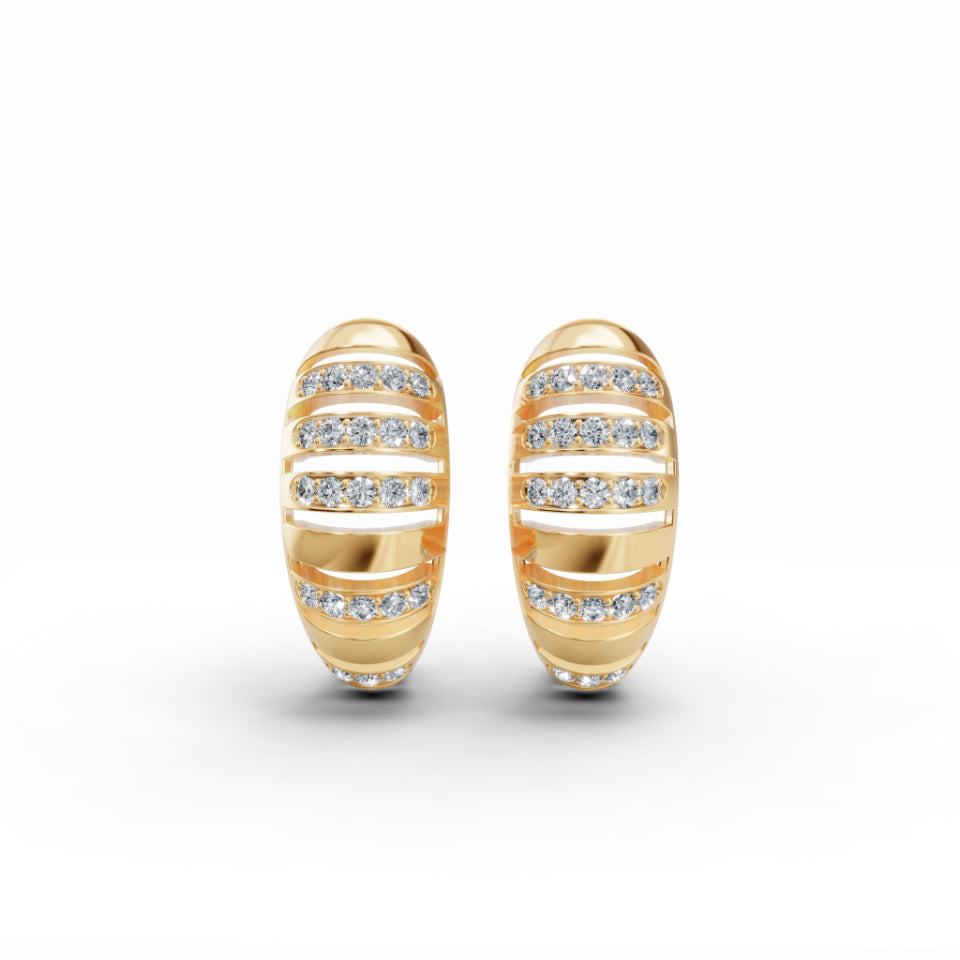 Dome Wing Diamond Earrings