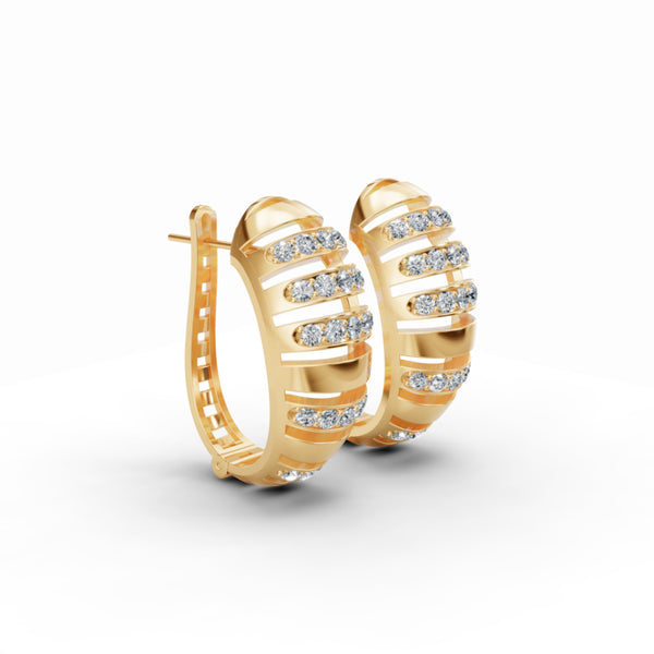 Dome Wing Diamond Earrings