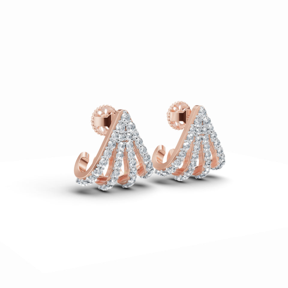 Twinkling Triangle Curvy Diamond Earrings