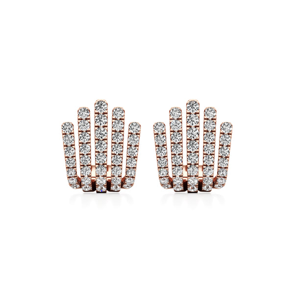 Five-Line Majestic Crown Diamond Stud Earrings