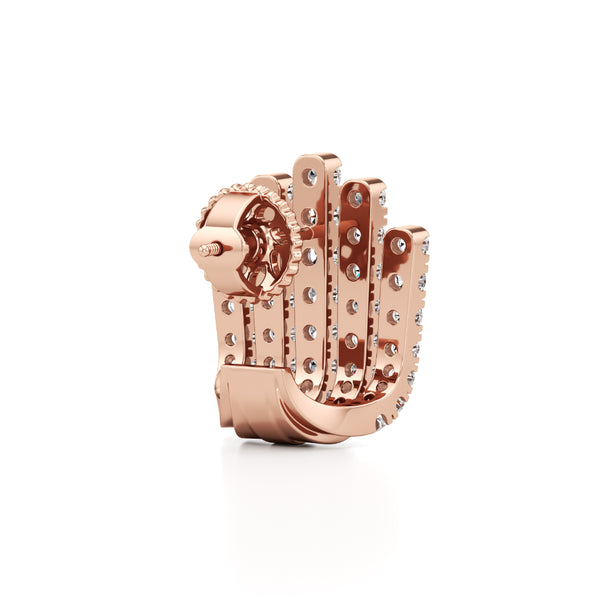 Five-Line Majestic Crown Diamond Stud Earrings