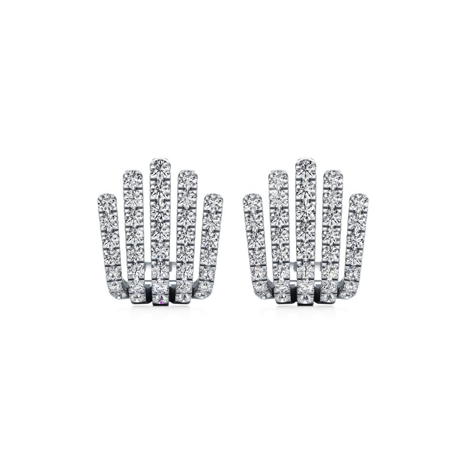 Five-Line Majestic Crown Diamond Stud Earrings