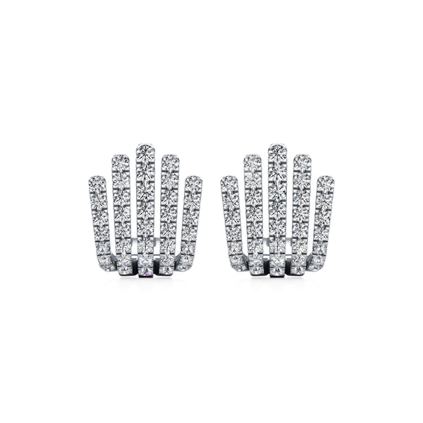 Five-Line Majestic Crown Diamond Stud Earrings
