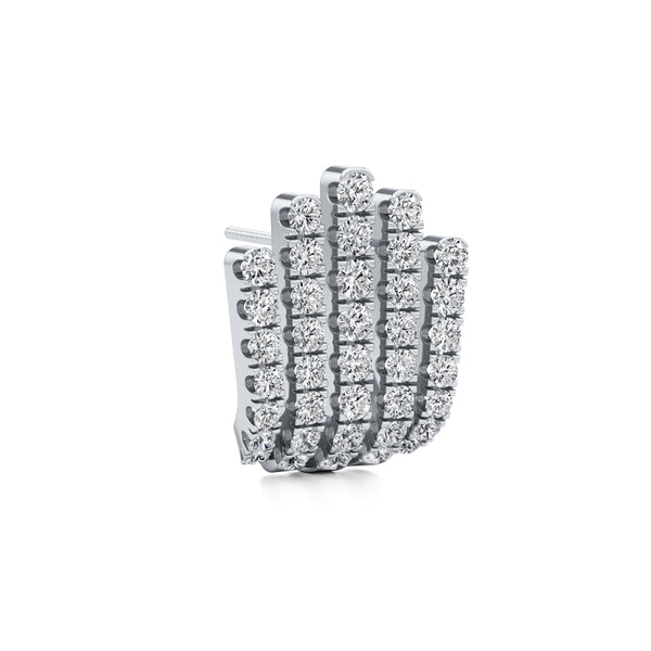 Five-Line Majestic Crown Diamond Stud Earrings