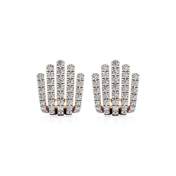 Five-Line Majestic Crown Diamond Stud Earrings