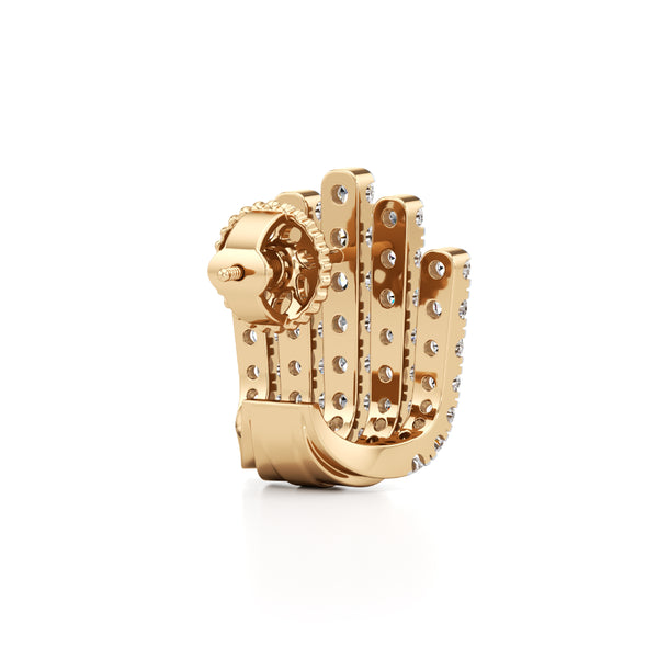 Five-Line Majestic Crown Diamond Stud Earrings