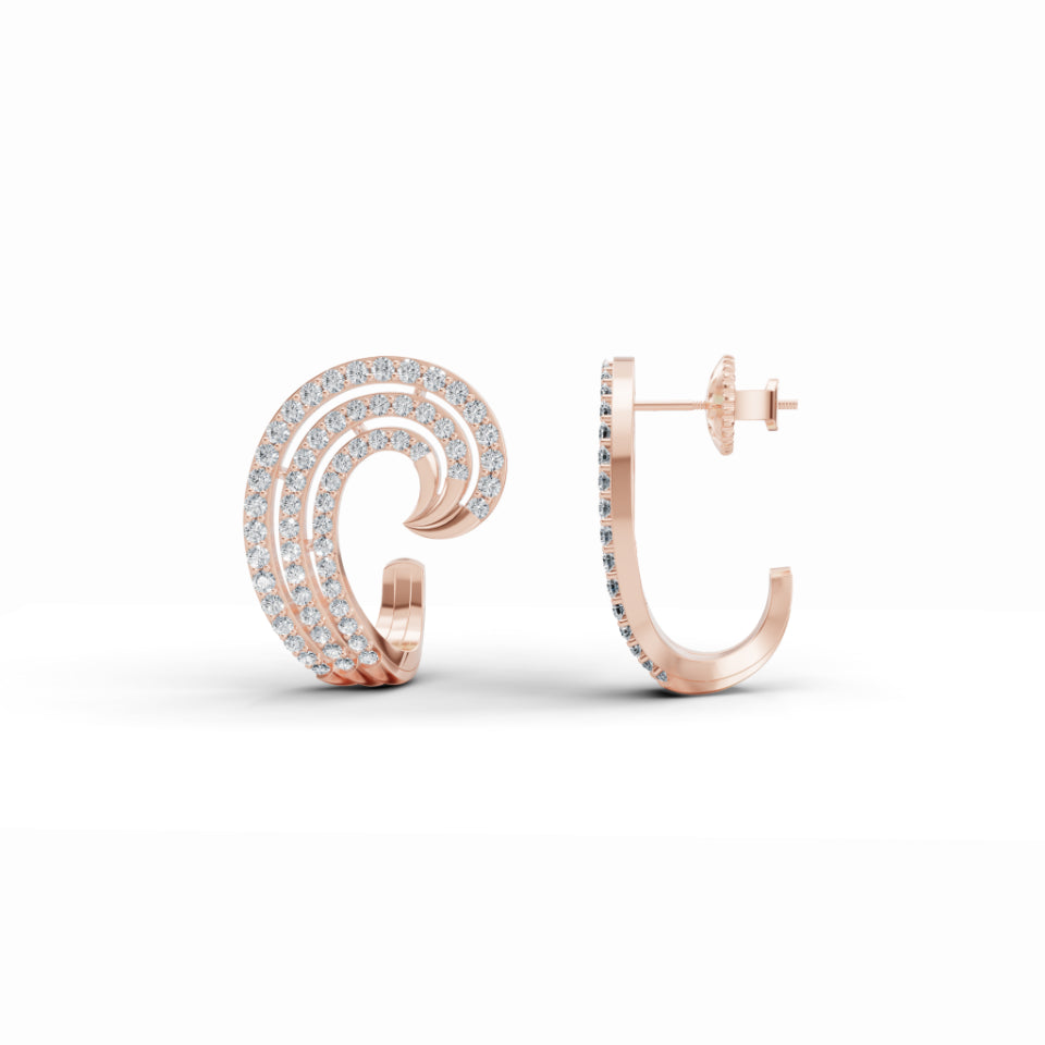 Spiral Diamond Stud Earrings
