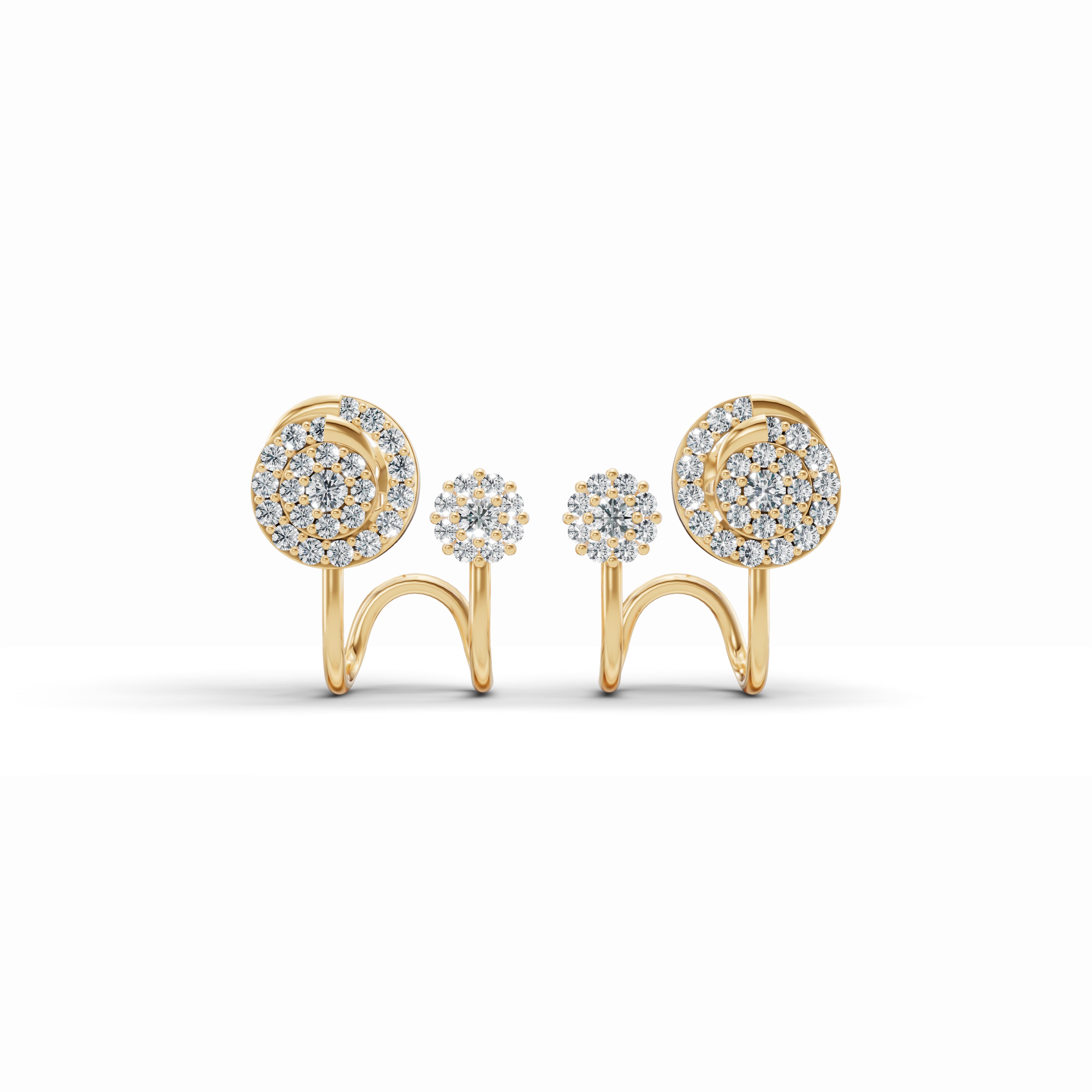 Twin Halo Floret Diamond Studs