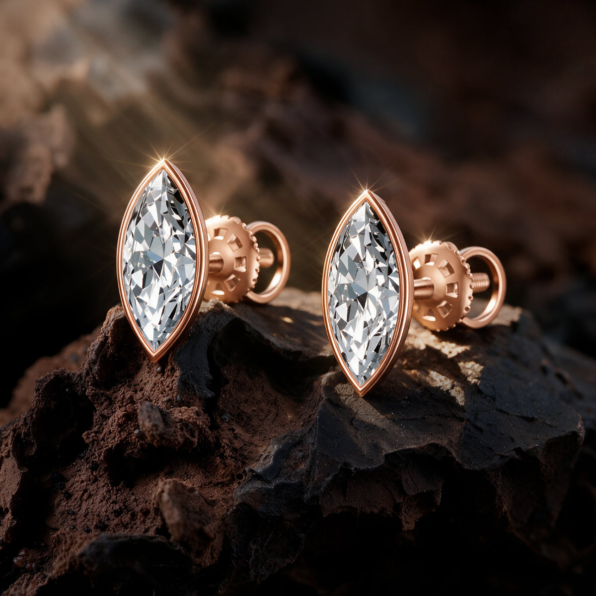Poise Marquise Solitaire Stud Earrings