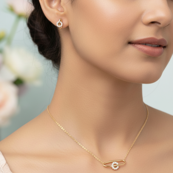 Eternal Link Diamond Pendant & Earring Set