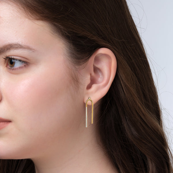 Long U-Shaped Diamond Earrings