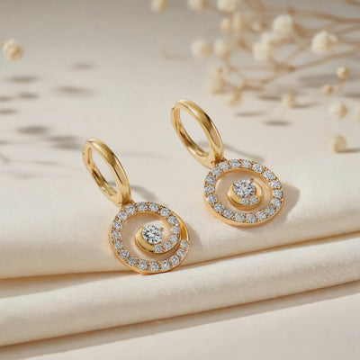 Encircled Orbit Diamond Stud Earrings