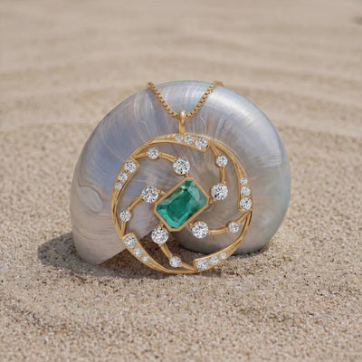 Orbit Gemstone Diamond Pendant