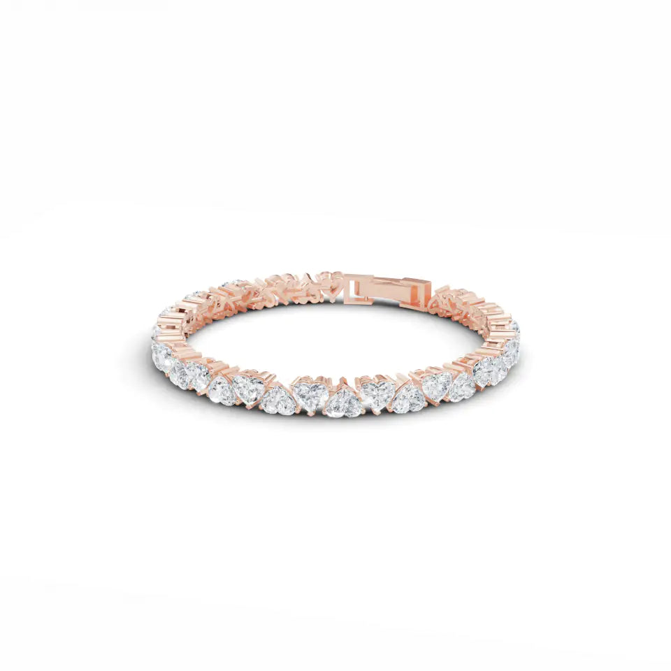 Heart Solitaire Diamond Tennis Bracelet