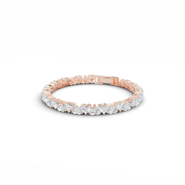 Heart Solitaire Diamond Tennis Bracelet