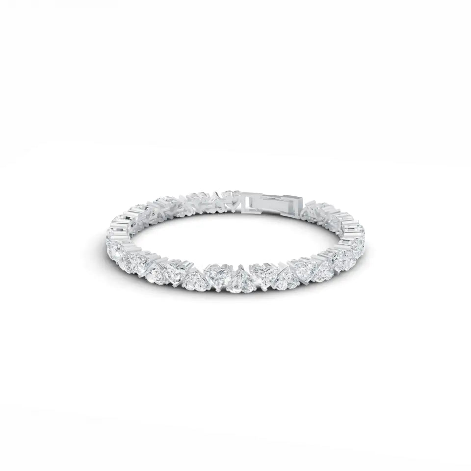 Heart Solitaire Diamond Tennis Bracelet