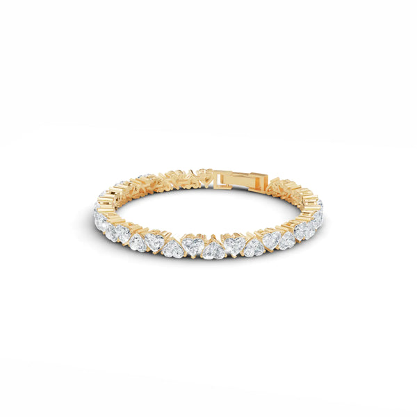 Heart Solitaire Diamond Tennis Bracelet