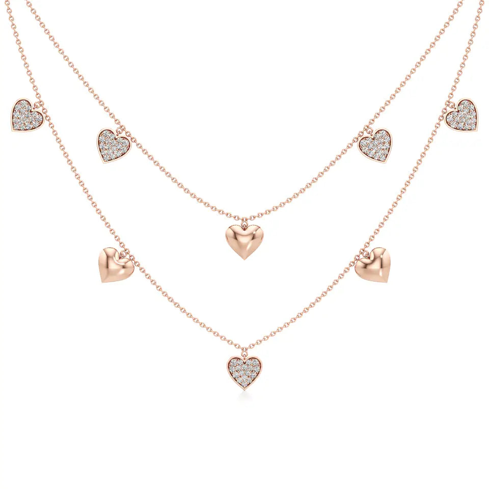 Double Happiness Heart Diamond Necklace