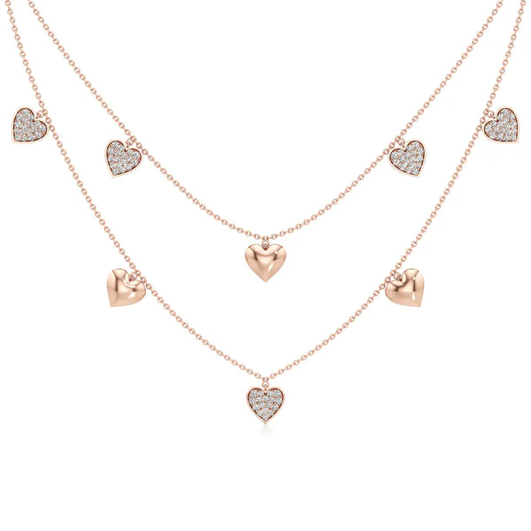 Double Happiness Heart Diamond Necklace