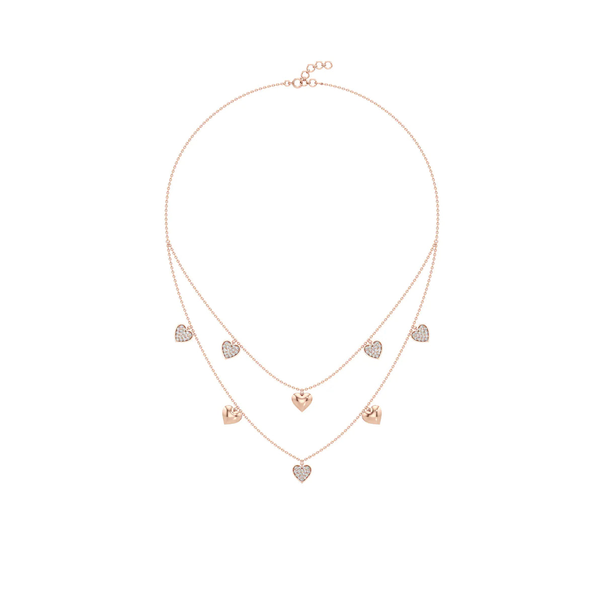 Double Happiness Heart Diamond Necklace