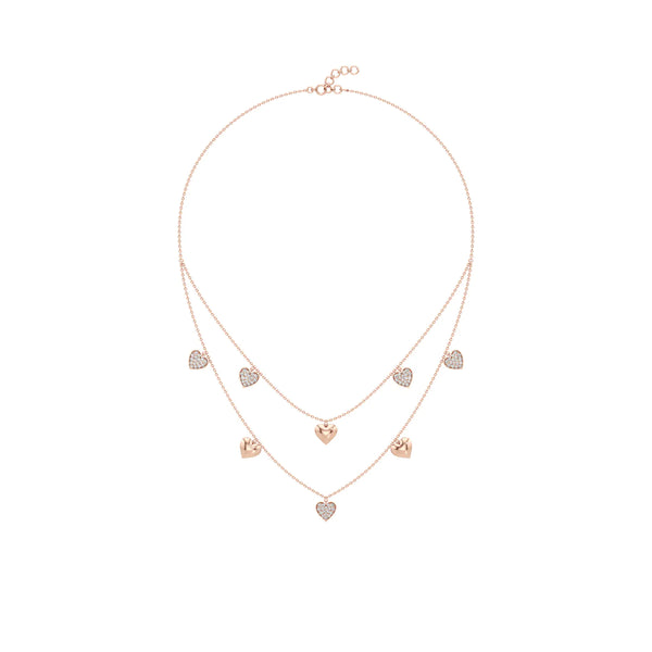 Double Happiness Heart Diamond Necklace