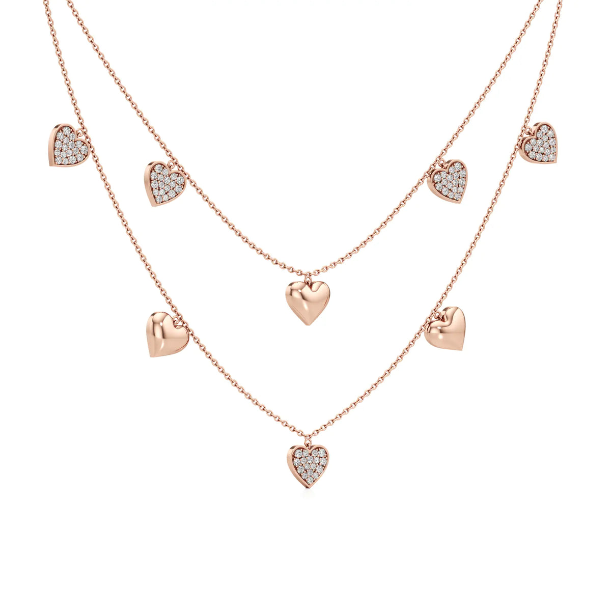 Double Happiness Heart Diamond Necklace