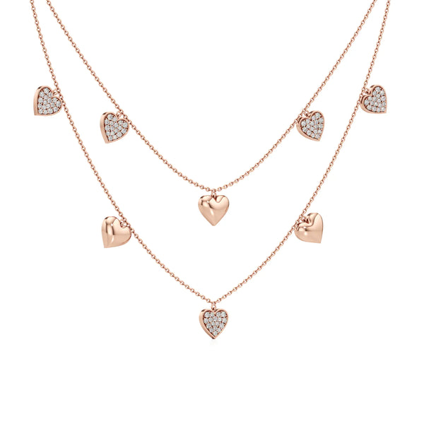 Double Happiness Heart Diamond Necklace