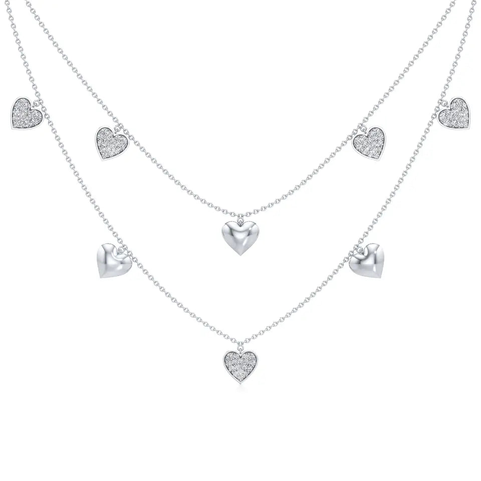 Double Happiness Heart Diamond Necklace