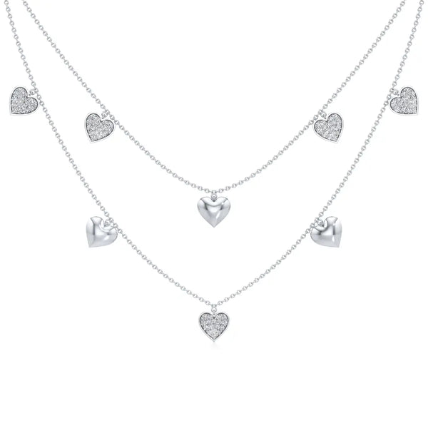 Double Happiness Heart Diamond Necklace