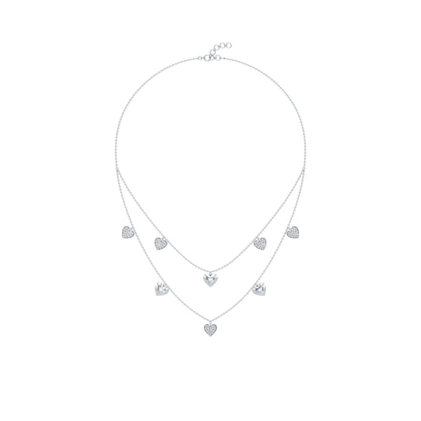Double Happiness Heart Diamond Necklace