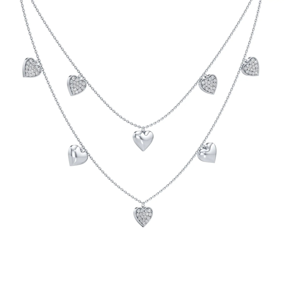 Double Happiness Heart Diamond Necklace