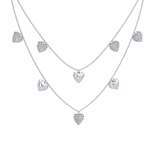 Double Happiness Heart Diamond Necklace