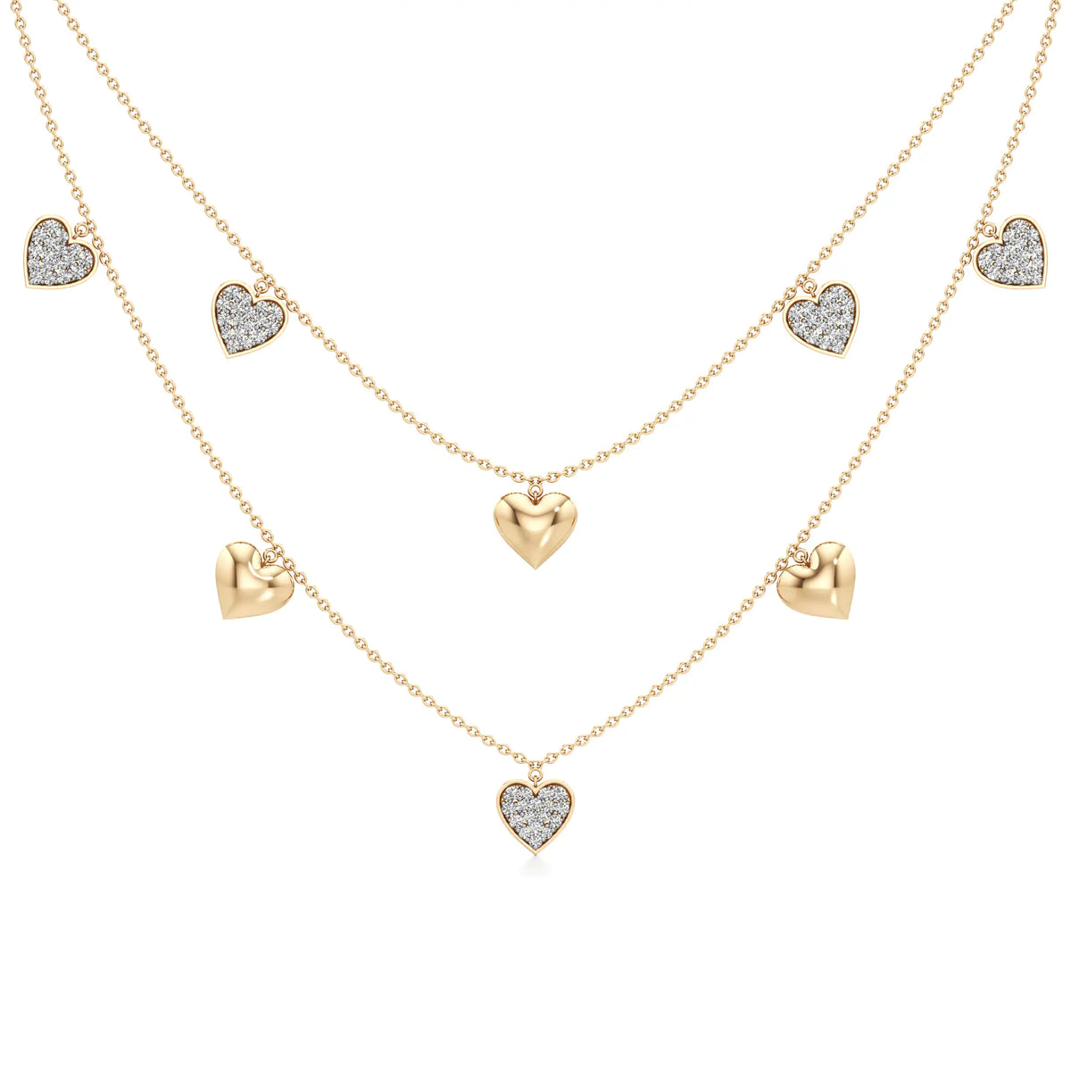 Double Happiness Heart Diamond Necklace