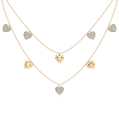 Double Happiness Heart Diamond Necklace