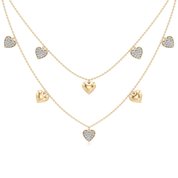 Double Happiness Heart Diamond Necklace